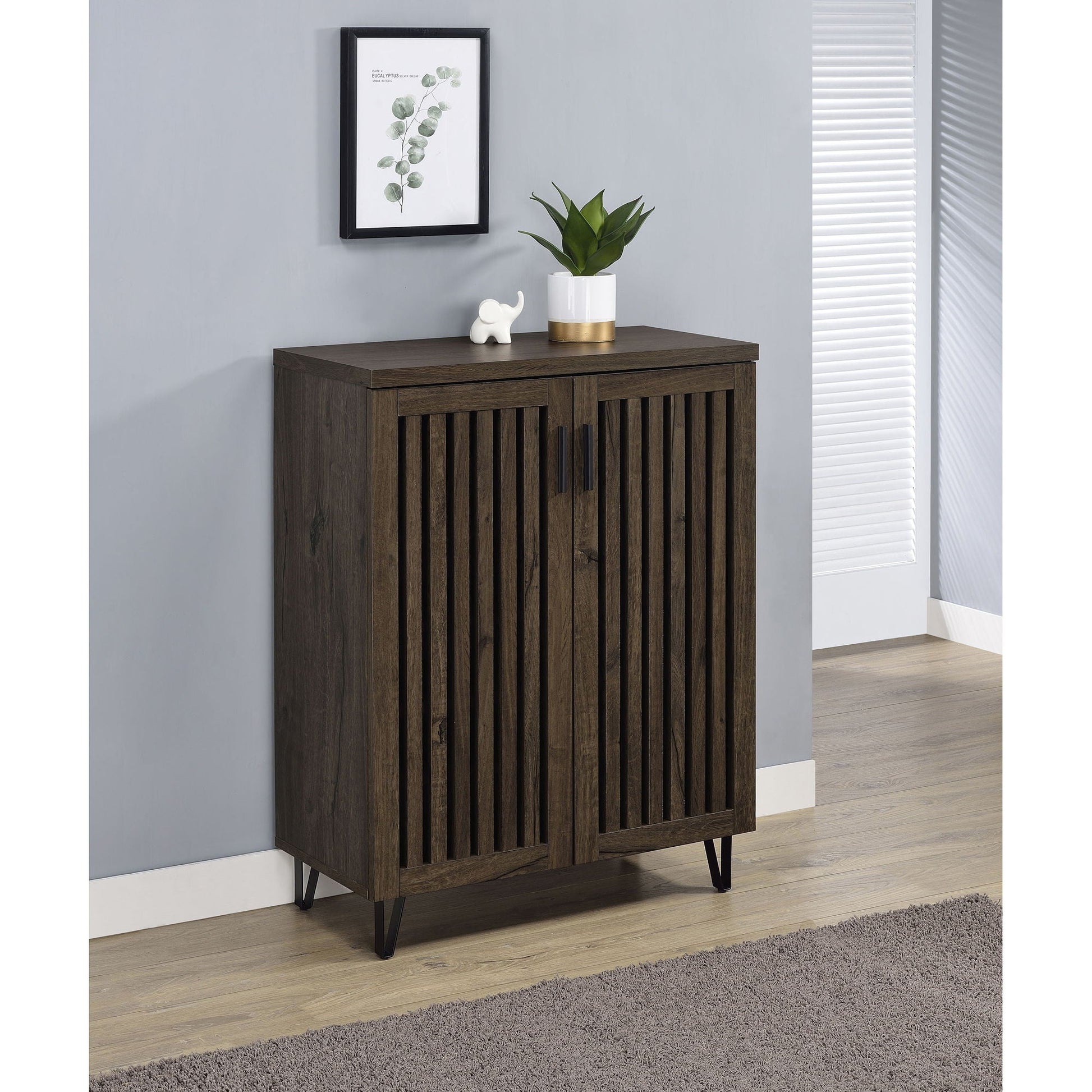 Clackamas 2-Door Storage Cabinet with adjustable shelves in dark wood by HouseOfZazla on Tampa Home & Garden Store