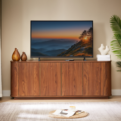 Sideboard storage cabinet TV stand Wave Pattern warm wood with grooved fronts HouseOfZazla on Tampa Home & Garden Store