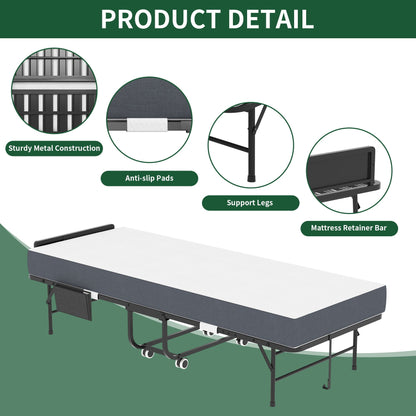 Adjustable Head and Memory Foam Folding Guest Bed