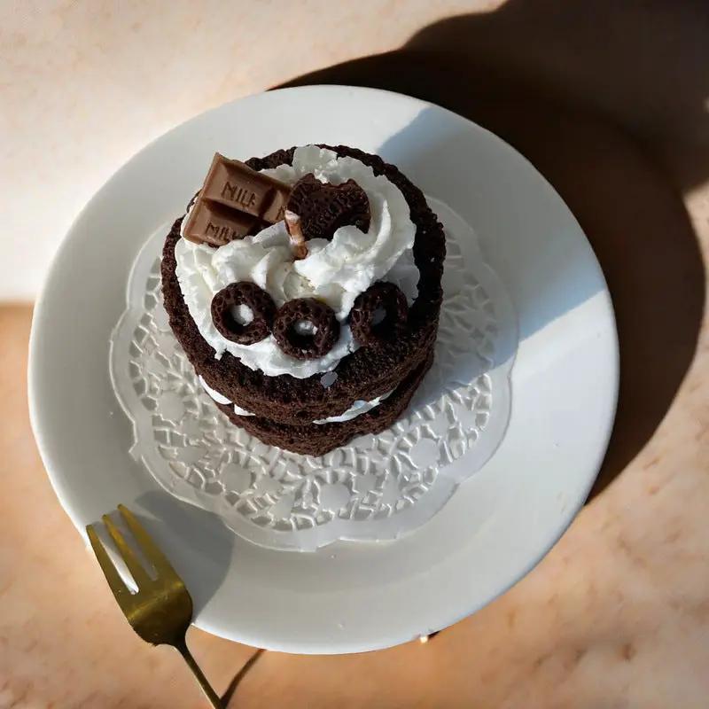 Chocolate Velvet Cute Cake Aromatherapy Candle with white frosting and milk chocolate bar on Tampa Home & Garden Store