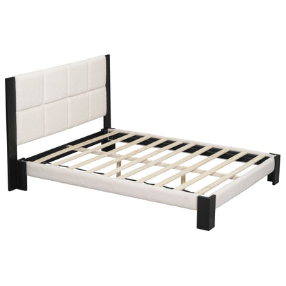 Boucle Queen Bed Frame With A Soft Headboard