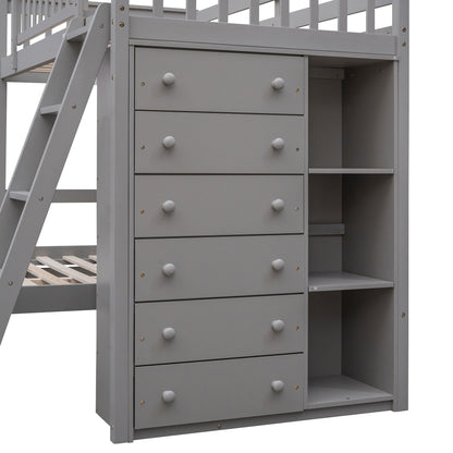 Bunk Bed With Six Drawers And Flexible Shelves