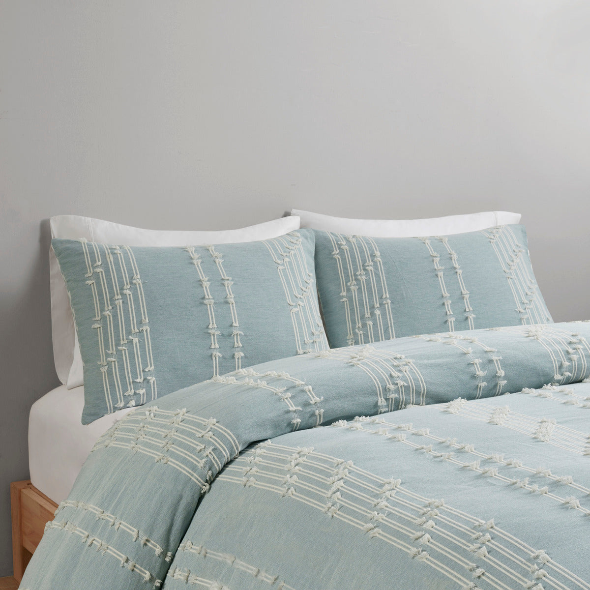 King/Cal King cotton jacquard duvet cover set aqua; reversible; includes two shams on Tampa Home & Garden Store