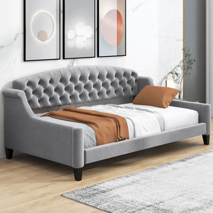 Modern tufted daybed gray upholstery with curved arms by Unique Piece Furniture on Tampa Home & Garden Store