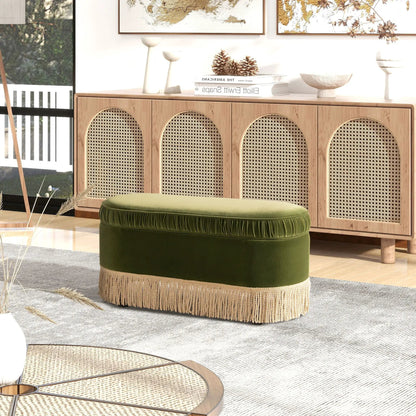 Serena Oval Storage Bench Ottoman With Lift Top