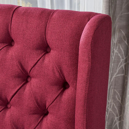 Sophisticated tufted dining chair with high back design in red upholstery on Tampa Home & Garden Store