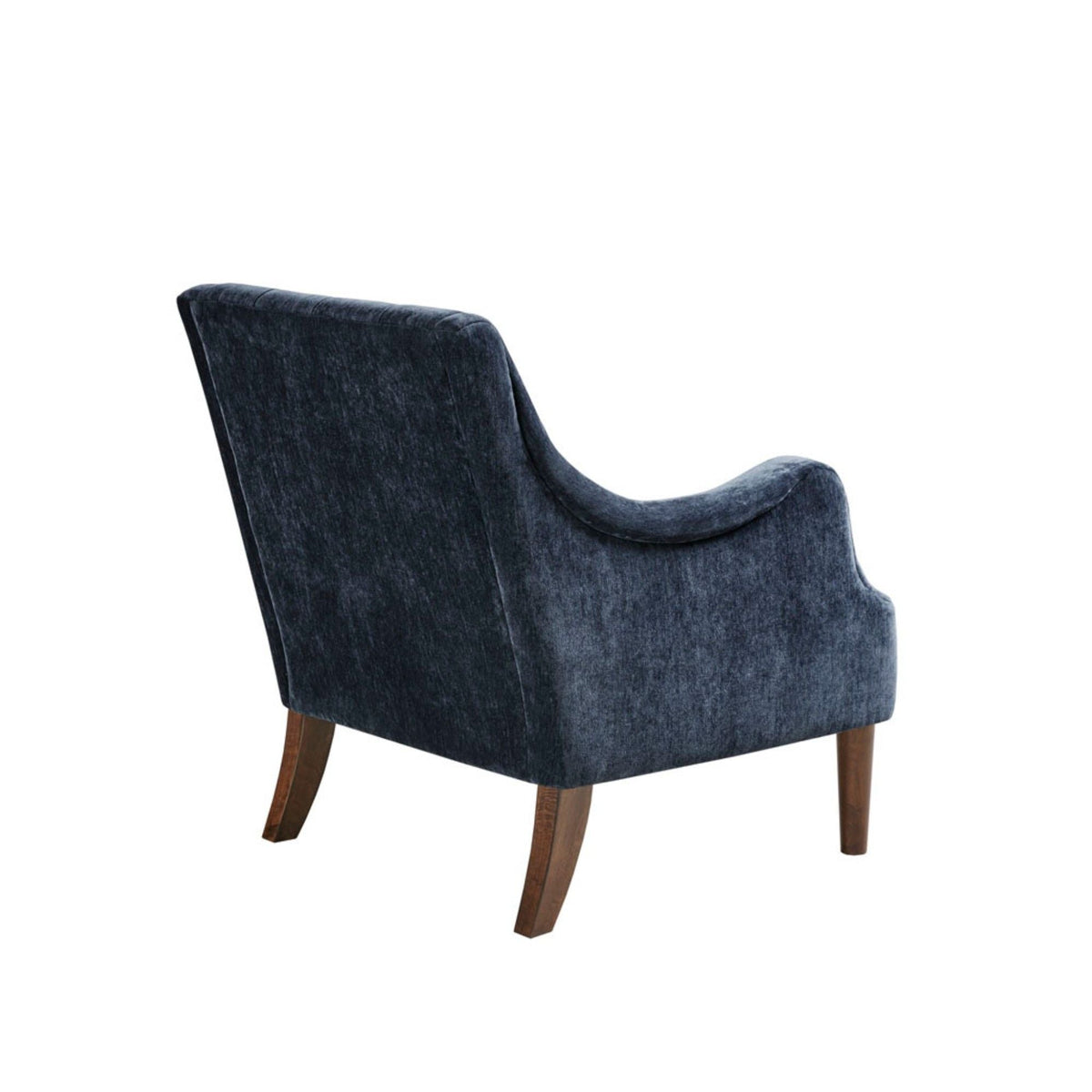 Button-tufted accent chair in blue velvet with curved wooden legs on Tampa Home & Garden Store