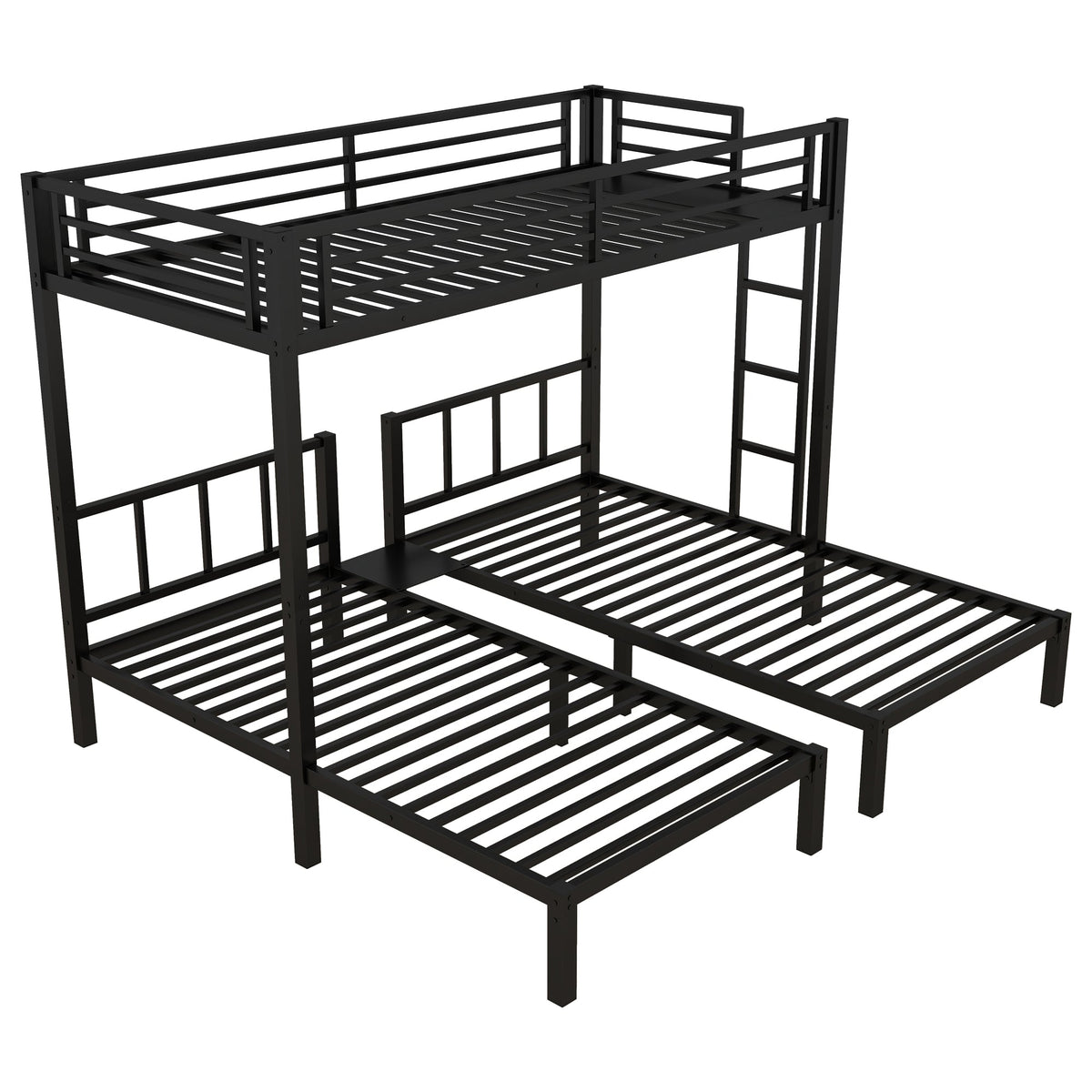 Metal triple bunk bed for kids in black steel frame with ladder HouseOfZazla on Tampa Home & Garden Store
