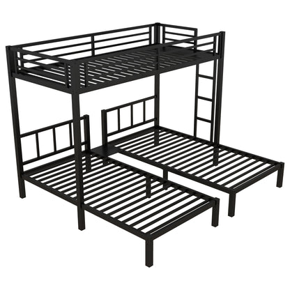 Metal triple bunk bed for kids in black steel frame with ladder HouseOfZazla on Tampa Home & Garden Store