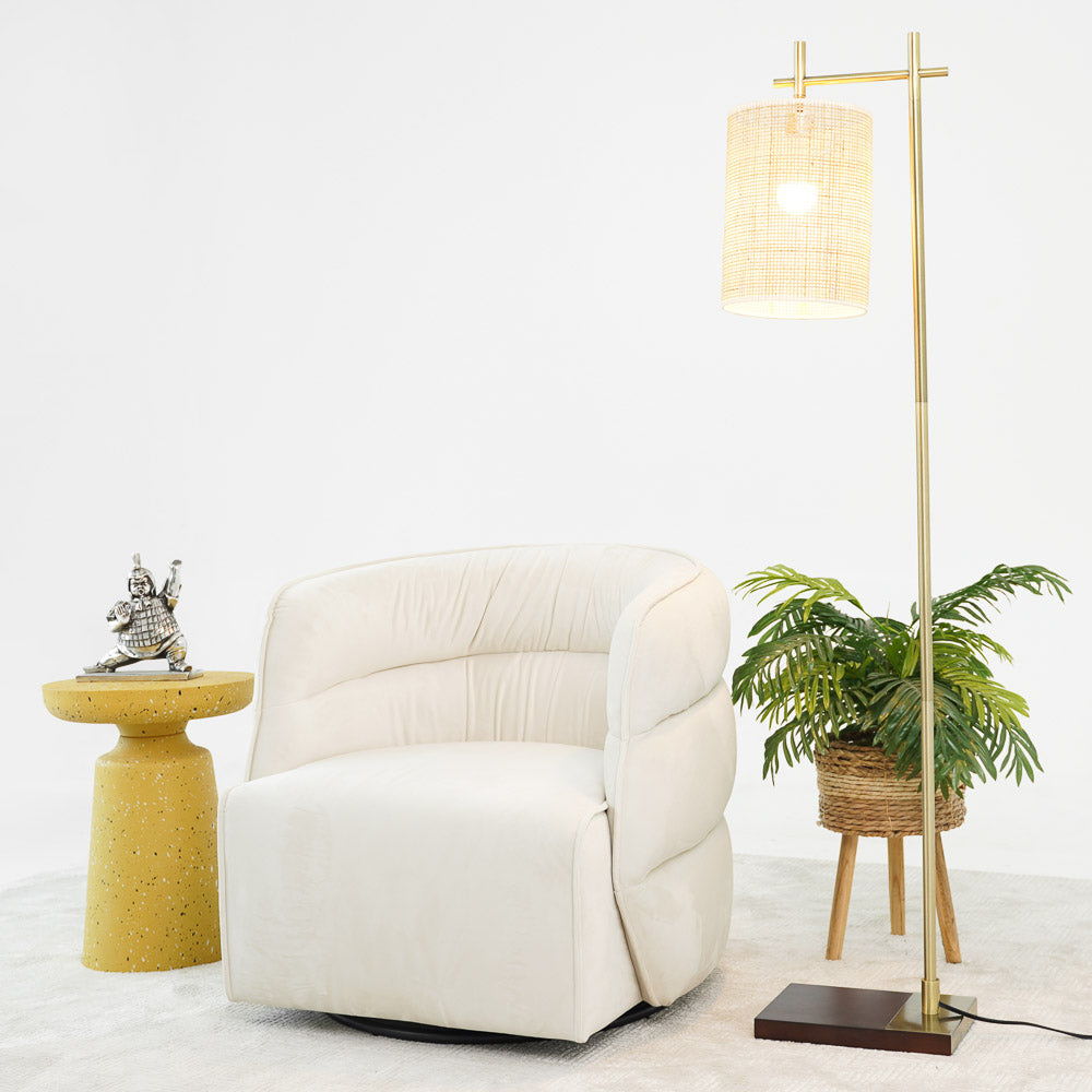 Walden Stylish Swivel Chair with Integrated Armrests in cream upholstery by HouseOfZazla on Tampa Home & Garden Store
