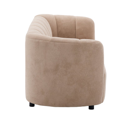 Mirelle 80 in Curved Velvet Sofa beige upholstery with curved silhouette and black legs on Tampa Home & Garden Store