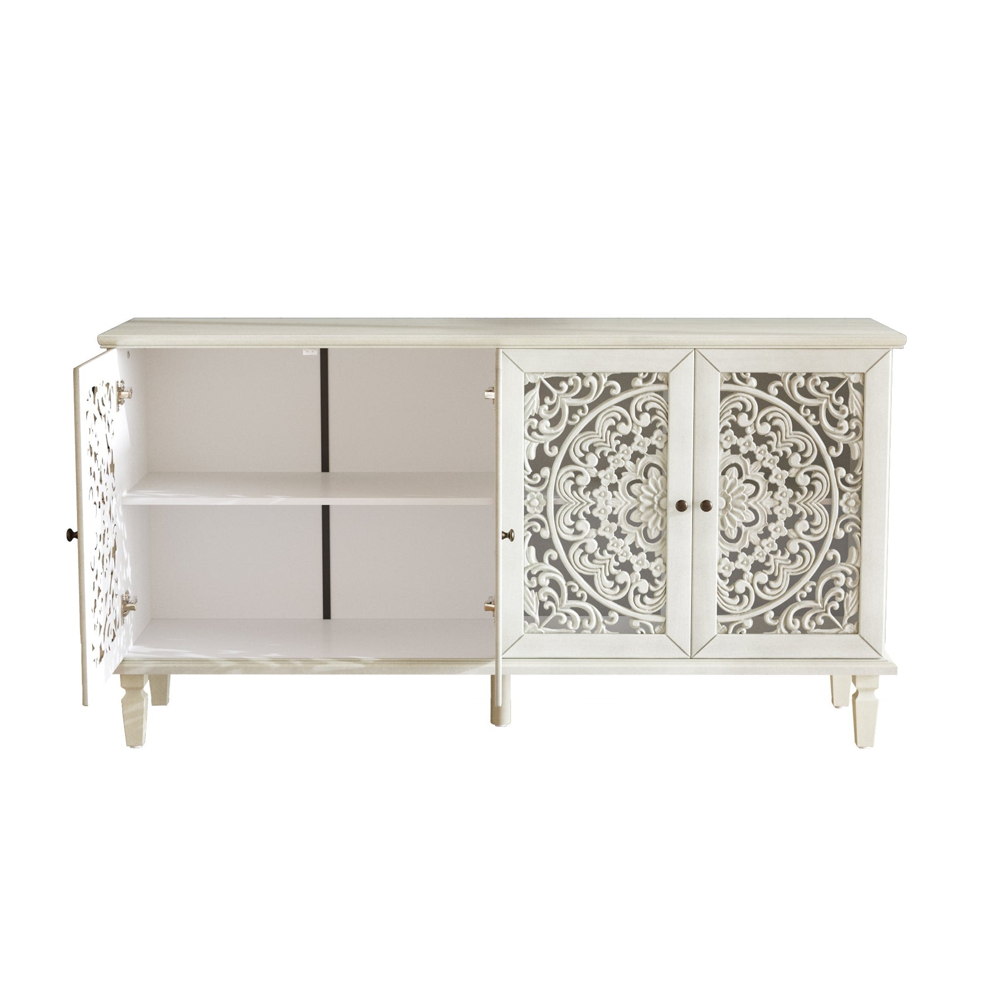 60-inch antique buffet cabinet with floral carvings and solid wood legs HouseOfZazla on Tampa Home & Garden Store