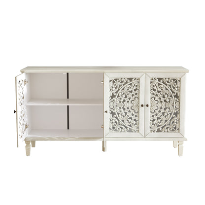 60-inch antique buffet cabinet with floral carvings and solid wood legs HouseOfZazla on Tampa Home & Garden Store