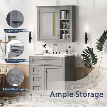 Bathroom vanity with medicine cabinet by HouseOfZazla, 2 soft-closing doors and 4 drawers on Tampa Home & Garden Store