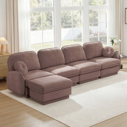 137 Inch Oversized Chenille L Shaped Sofa and Ottoman