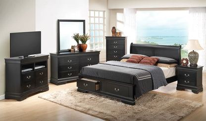 Upholstered Sleigh Bed with Dovetail Drawers