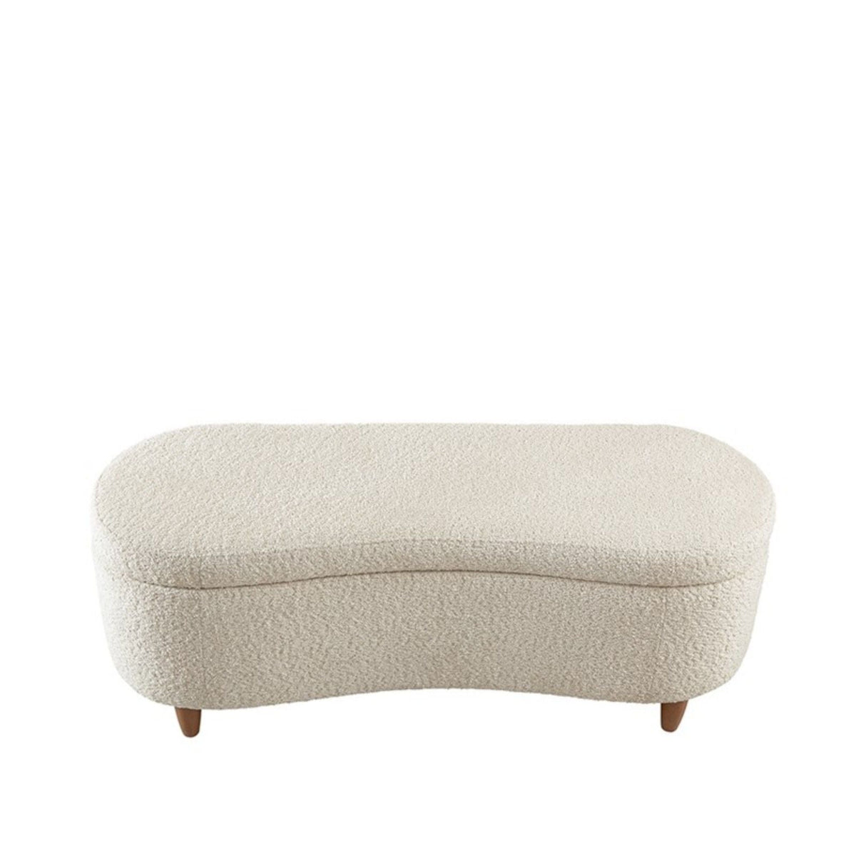 Flip Top Storage Bench beige upholstered with rounded edges and wooden legs on Tampa Home & Garden Store