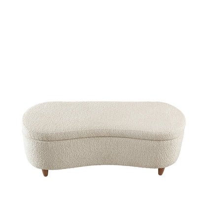 Flip Top Storage Bench beige upholstered with rounded edges and wooden legs on Tampa Home & Garden Store