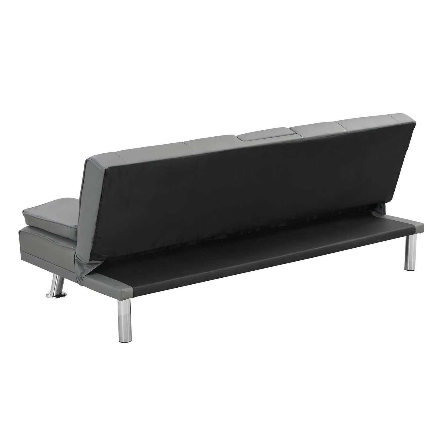 Modern sofa bed futon with gray fabric upholstery and metal legs on Tampa Home & Garden Store