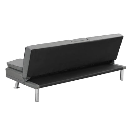 Modern sofa bed futon with gray fabric upholstery and metal legs on Tampa Home & Garden Store