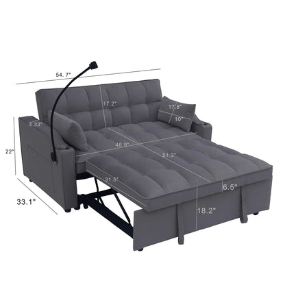 Modern gray sleeper loveseat futon with pullout bed and reclining back by Unique Piece on Tampa Home & Garden Store
