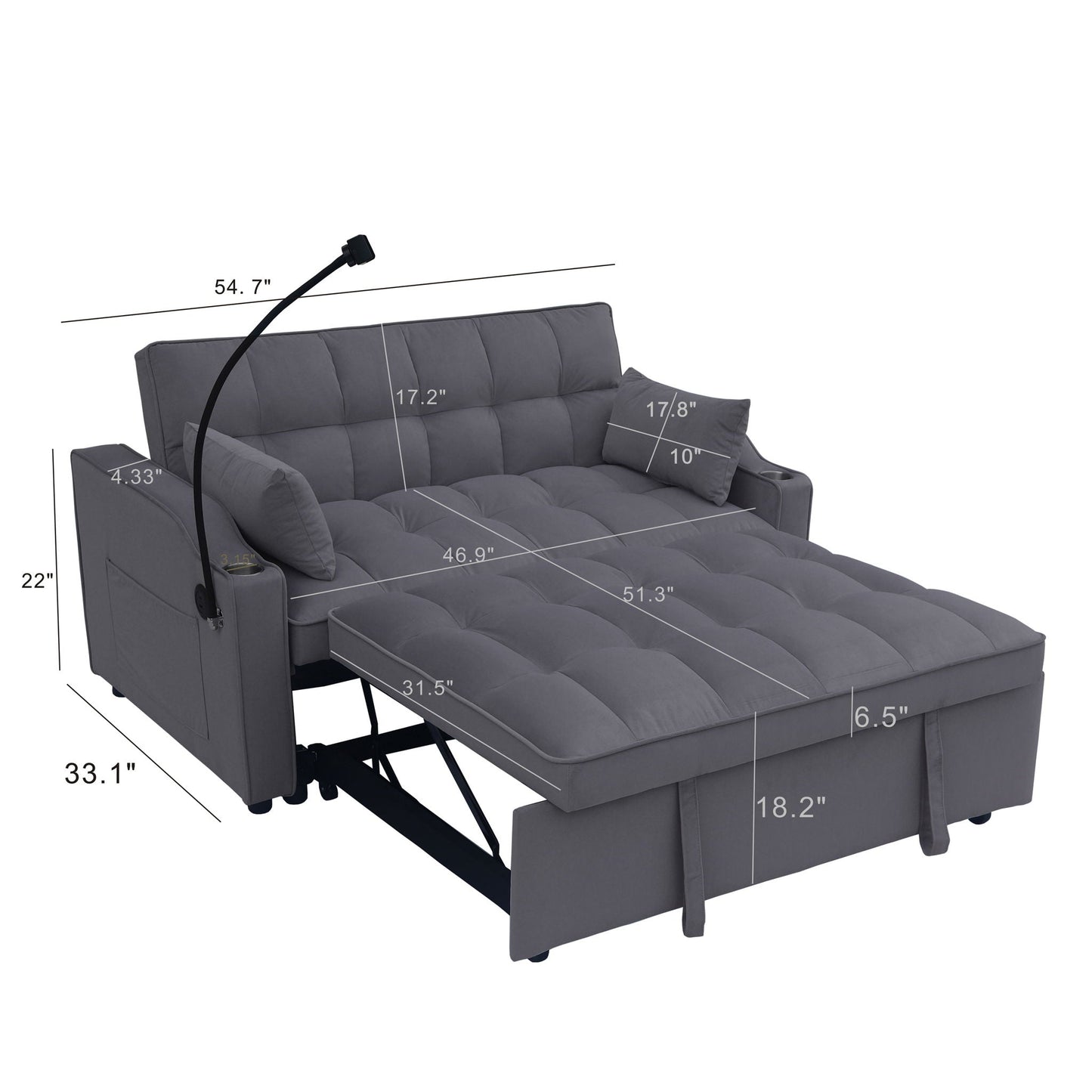 Modern Loveseat Futon Sofa with Pullout Bed