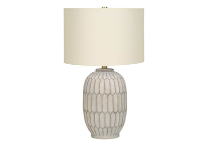 Table lamp cream with ribbed ceramic base and textured beige shade HouseOfZazla on Tampa Home & Garden Store