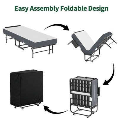Adjustable Head and Memory Foam Folding Guest Bed