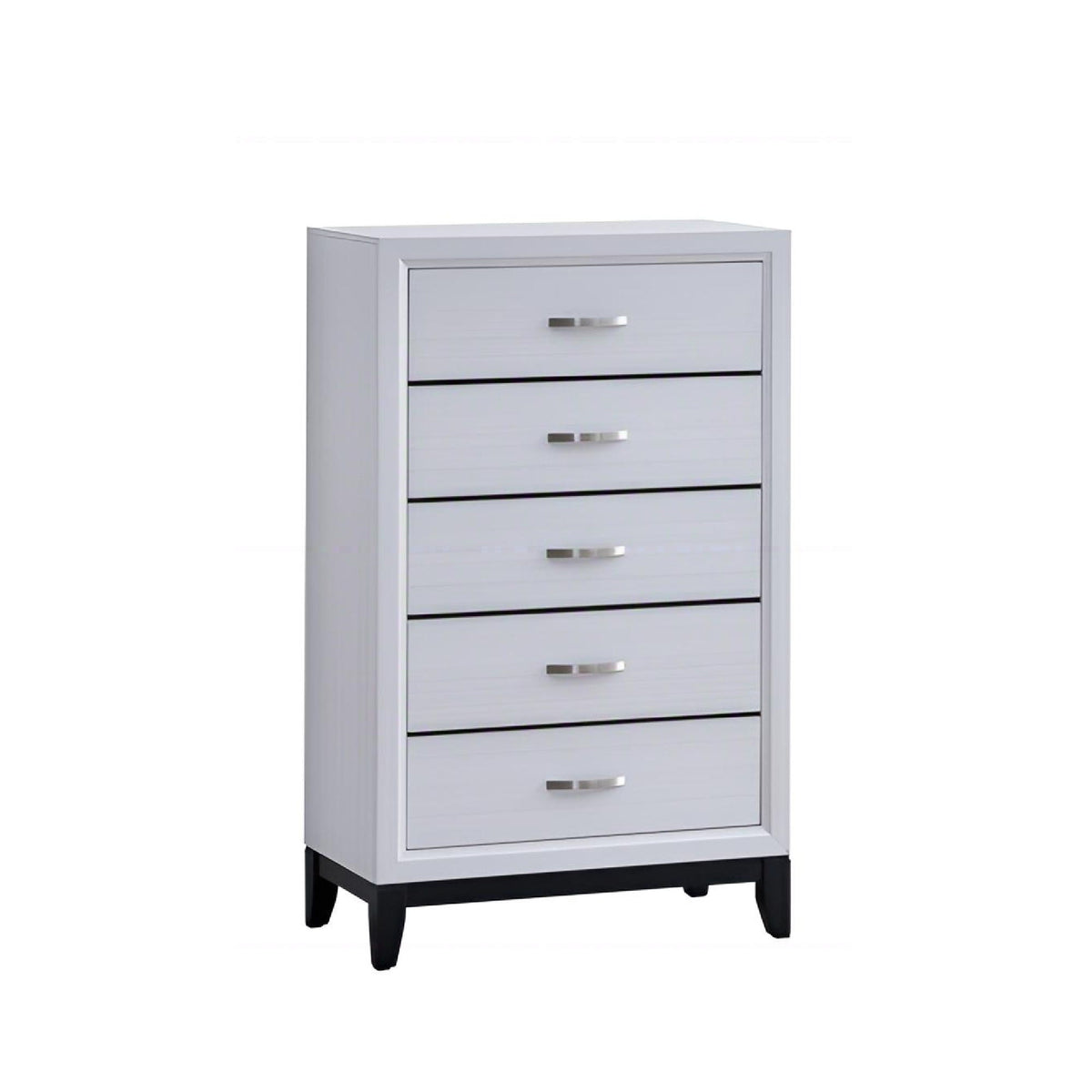 5-drawer dovetail chest in gray and white with metal handles, accent chest for living room on Tampa Home & Garden Store