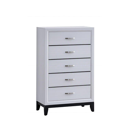 5-drawer dovetail chest in gray and white with metal handles, accent chest for living room on Tampa Home & Garden Store