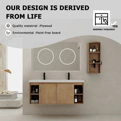 Modern 48 Inch Vanity With Double Resin Sinks