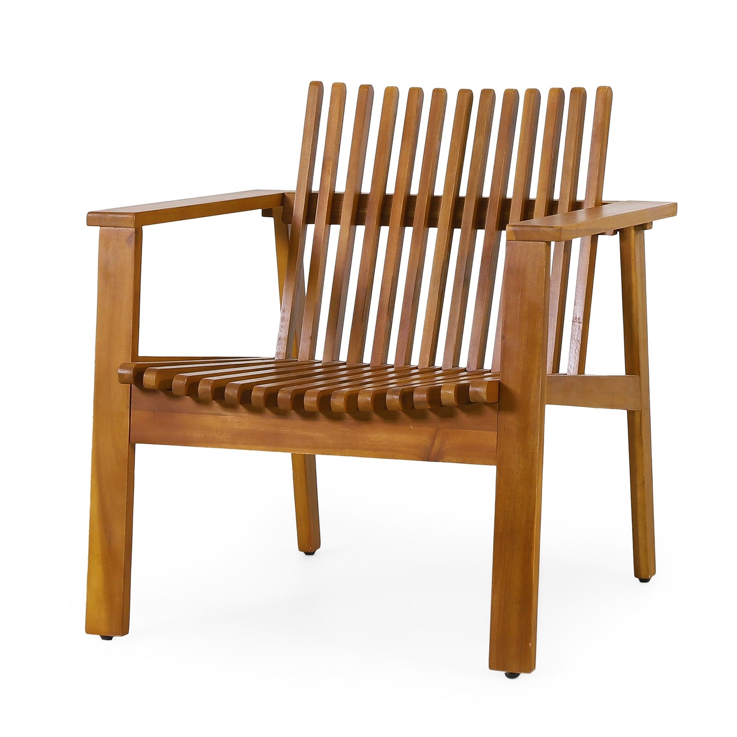 Set of Acacia Wood Slatted Outdoor Club Chairs