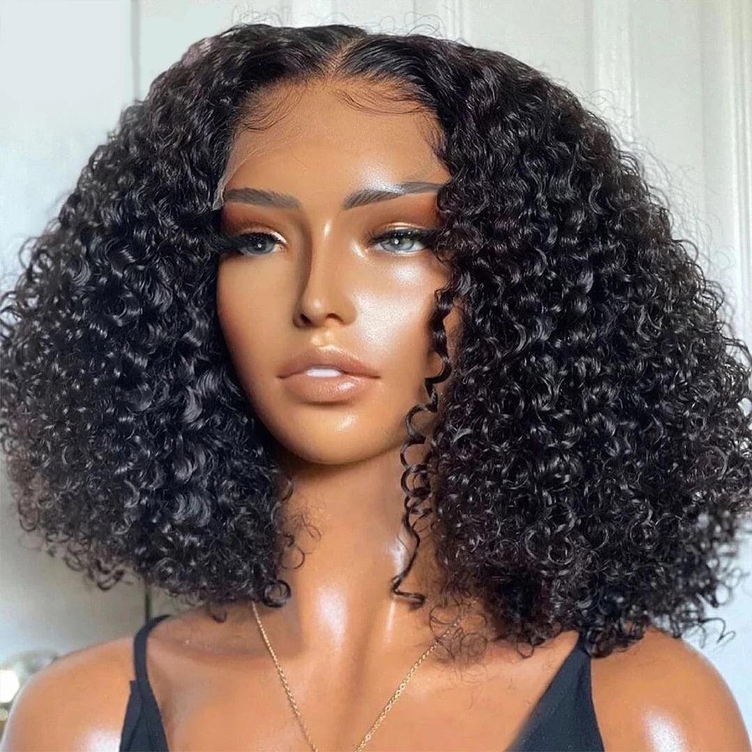 Stevvex Afro kinky curly wig, human hair, short curly bob with transparent lace on Tampa Home & Garden Store