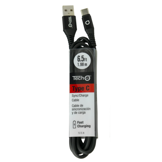 USB type C 6.5 foot Sync/Charge Cable - Black