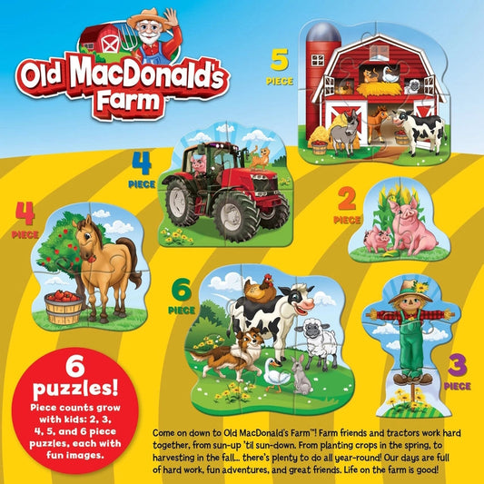 Old Macdonald's Farm 6-Pack Mini Shaped Jigsaw Puzzles - Tampa Home & Garden Store