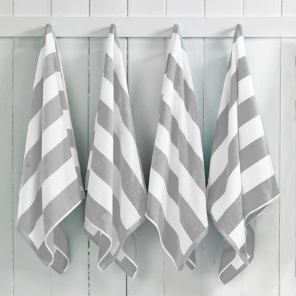 Cotton And Velour Cabana Stripe Beach Towel