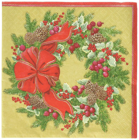 Serviette de cocktail Couronne de sapin (dorée)