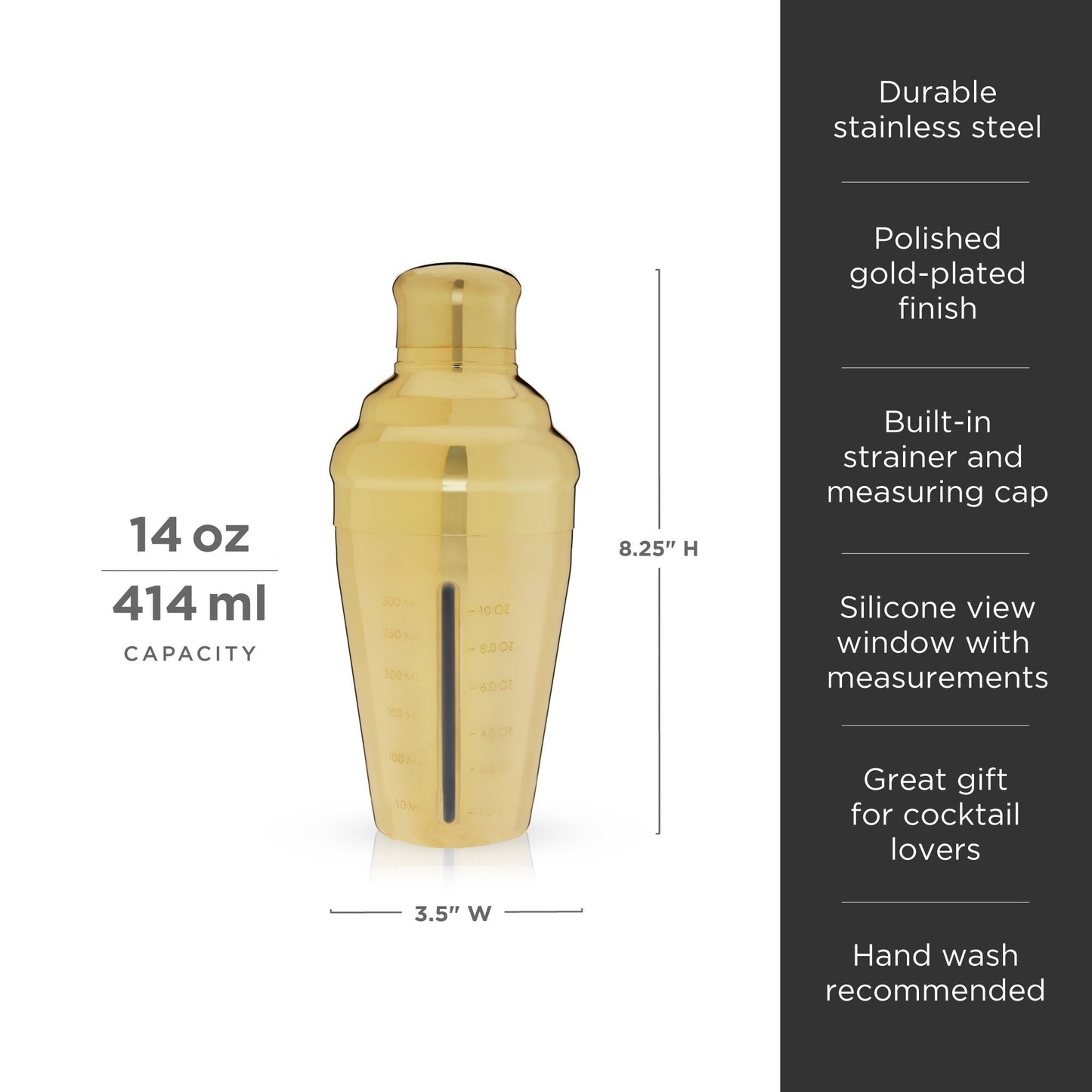 Gold and Measured Cocktail Shaker for Bartending
