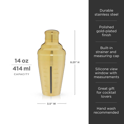 Gold and Measured Cocktail Shaker for Bartending