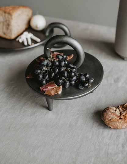 Small serving pedestal platter Guculia Shadow, black metal by CREATING COMFORT with grapes on Tampa Home & Garden Store