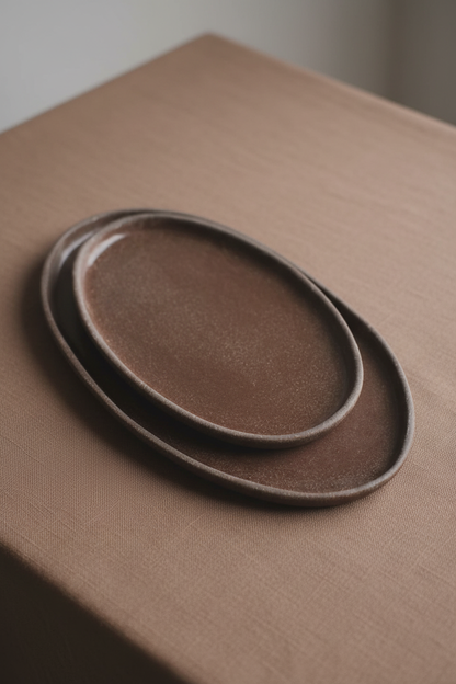 Handmade Oval Stoneware Rustic Serving Platter