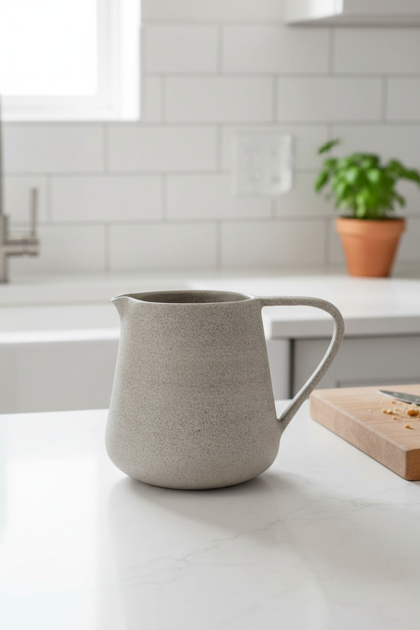 Handmade Concrete Pitcher with a Glossy Interior