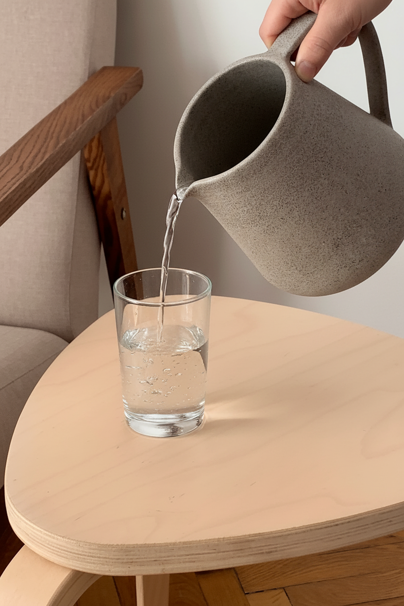 Handmade Concrete Pitcher with a Glossy Interior