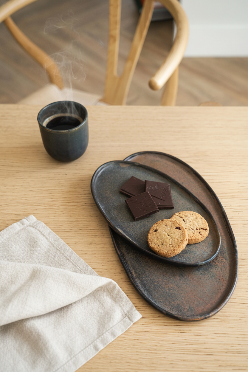 A Rust Matte Stoneware Serving Platter and Feast