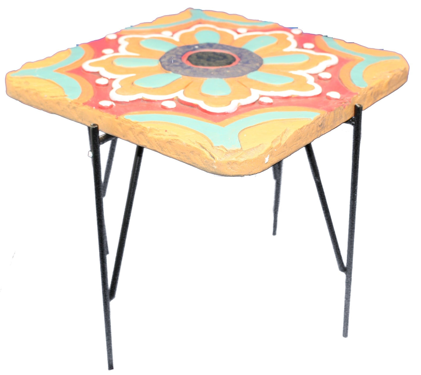 Cement & Metal Latin Style Planter Stand -