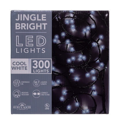 Cadena de luces LED de 300 luces y 3 mm con cable verde blanco frío