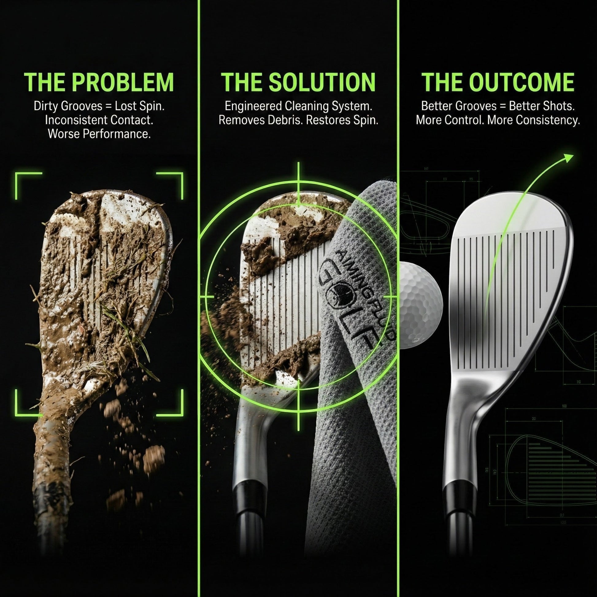 Light Duty Magnetic Towel + Landing Pad System golf towel by Aiming Fluid Golf with green on Tampa Home & Garden Store