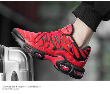 Stevvex Air Cushion Men’s Sport Running Shoes, red/black sneakers for outdoor training on Tampa Home & Garden Store