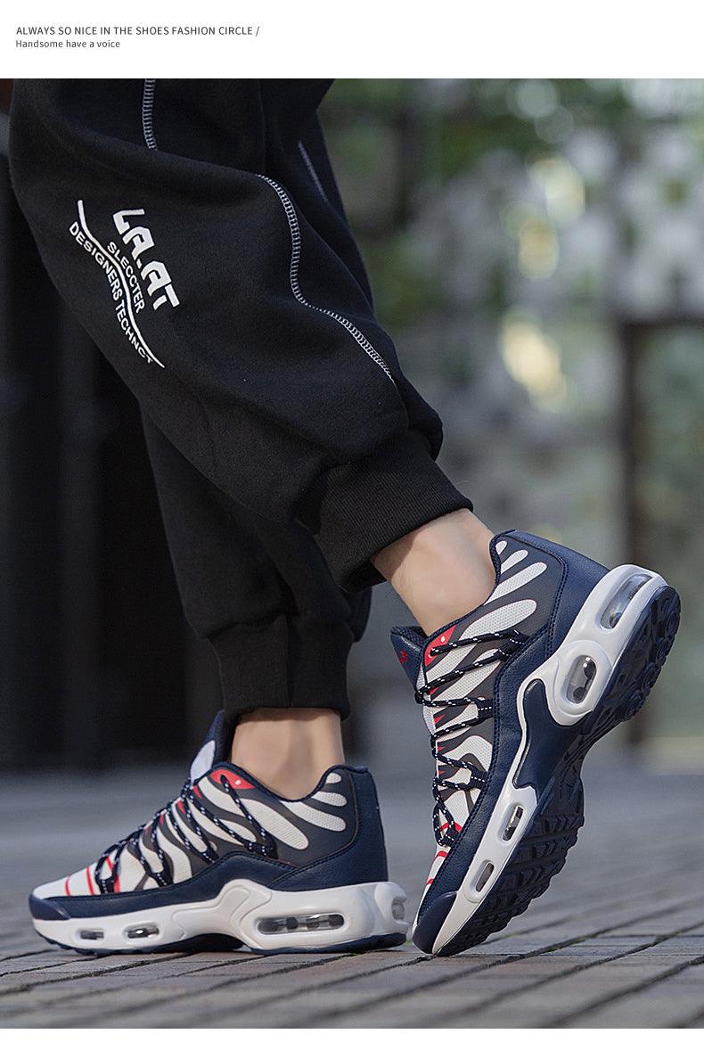 Stevvex Air Cushion Mens Sport Running Shoes navy sneakers with white accents and air sole on Tampa Home & Garden Store