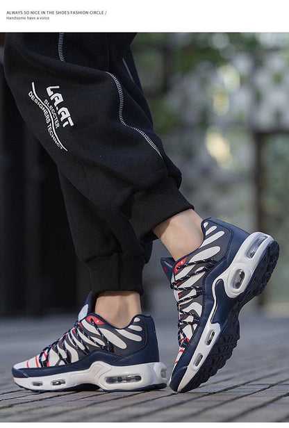 Stevvex Air Cushion Mens Sport Running Shoes navy sneakers with white accents and air sole on Tampa Home & Garden Store